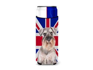 Schnauzer with English Union Jack British Flag Ultra Beverage Insulators for slim cans KJ1165MUK