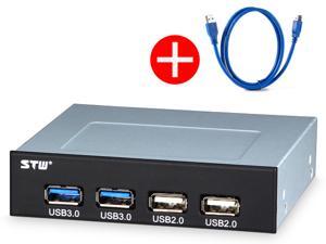 STW Super Speed 3.5 Inch Floppy Disk Bay Front Panel with 2 USB 3.0 Port and 2 USB 2.0 Port for Computer Case [20 Pin and 9 Pin Connector]