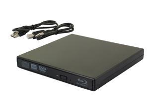 Black Slim External USB Blu-Ray Player, External USB DVD RW Laptop Burner Drive