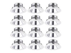 TORCHSTAR 12-Pack 4 Inch Recessed Can Light Trim, Aluminum Reflector Metal Step Baffle Trim, for PAR20, R20, BR20 Light Bulbs, for 4" Recessed Cans, Halo/Juno Remodel Recessed Housing