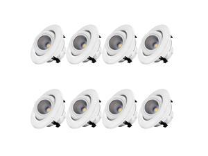Sun & Star 8-Pack 4 Inch Dimmable Gimbal LED Recessed Lighting Fixture, Directional Retrofit Downlight, 3000K Warm White, CRI90+, 10W(75W Equiv.) Energy Star & UL-Listed