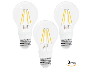 3pcs Pack 110V 4W A19 Clear LED Filament Bulb - 50W Equivalent Warm White LED Filament Light Bulb - 450LM E26/E27 Base 360 Degree Beam Angle for Home, Commercial, Accent, Ambient Lighting 3pcs Pack 110V 4W A19 Clear LED Filament Bulb - 50W Equivalent Warm White LED Filament Light Bulb - 450LM E26/E27 Base 360 Degree Beam Angle for Home, Commercial, Accent, Ambient Lighting