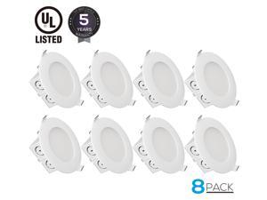 TORCHSTAR 8 Pack 9W 4 inch Slim Recessed Ceiling Light with Junction Box, Dimmable Airtight Downlight, 65W Equivalent UL & Energy Star Certified, 650lm, 3000K Warm White