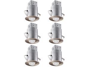TORCHSTAR Gimbal Recessed Lighting Kit, 3 Inch Air Tight IC Rated Housing, Satin Nickel Trim, LED Dimmable GU10 Bulb, ETL Listed, 2700K Soft White, Adjustable Downlight, Pack of 6