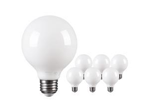 TORCHSTAR 6 Pack LED Dimmable G25 Frosted Filament Light Bulb, 4.5W (60W Eqv.) E26 Decorative Milky Bulb, 4000K Cool White