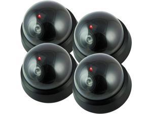 Dummy Security Camera Fake Camera Outdoors Dummy Dome Wireless Surveillance System Motion Light Realistic Look with Flashing Red LED Light 4 Pack