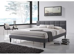 Lexington Queen-Size Square Tufted Upholstered Platform Contemporary Bed in Gray Fabric Lexington Queen-Size Square Tufted Upholstered Platform Contemporary Bed in Gray Fabric