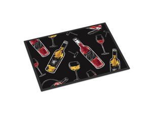 caroline's treasures red and white wine on black doormat 24" h x 36" w multicolor