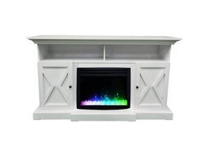 62-in. Summit Farmhouse Style Electric Fireplace Mantel with Deep Crystal Insert, White