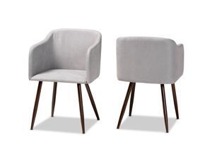 Baxton Studio Eris Mid-Century Contemporary Grey Fabric Upholstered and Walnut Finished 2-Piece Dining Chair Set Baxton Studio Eris Mid-Century Contemporary Grey Fabric Upholstered and Walnut Finished 2-Piece Dining Chair Set