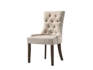Side Chair, Beige Fabric & Espresso Finish