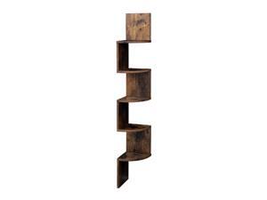 5 Tier Floating Wooden Frame Bookshelf, Rustic Brown 5 Tier Floating Wooden Frame Bookshelf, Rustic Brown