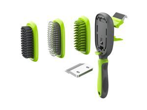 Pet Life 'Conversion' 5-in-1 Interchangeable Dematting and Deshedding Bristle Pin and Massage Grooming Pet Comb - One Size / Green Pet Life 'Conversion' 5-in-1 Interchangeable Dematting and Deshedding Bristle Pin and Massage Grooming Pet Comb - One Size / Green