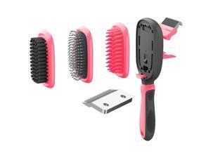 Pet Life 'Conversion' 5-in-1 Interchangeable Dematting and Deshedding Bristle Pin and Massage Grooming Pet Comb - One Size / Pink Pet Life 'Conversion' 5-in-1 Interchangeable Dematting and Deshedding Bristle Pin and Massage Grooming Pet Comb - One Size / Pink