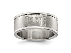 EDMONTON OILERS STAINLESS STEEL LOGO BAND RING SIZE 6 EDMONTON OILERS STAINLESS STEEL LOGO BAND RING SIZE 6