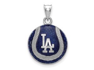 SS Rhodium-plated MLB LogoArt Los Angeles Dodgers LA Enameled Pendant SS Rhodium-plated MLB LogoArt Los Angeles Dodgers LA Enameled Pendant