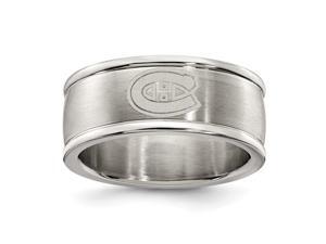 MONTREAL CANADIENS STAINLESS STEEL LOGO BAND RING SIZE 8 MONTREAL CANADIENS STAINLESS STEEL LOGO BAND RING SIZE 8