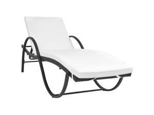 vidaXL Sun Lounger with Cushion Poly Rattan Black (Set of 2) vidaXL Sun Lounger with Cushion Poly Rattan Black (Set of 2)