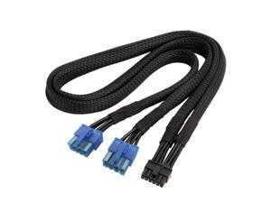 2x PCIe 8pin to 1x 12pin GPU power cable, black sleeved, 16AWG-550mm for SilverStone modular power supplies & NVIDIA RTX 3070/3080/3090