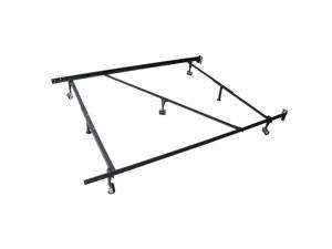 Ergode B9122 Commercial Grade T/F/Q Bed Frame,  1-1/2" Angle Iron Steel,  center support, 3 support legs, 4 roller wheels - 2 with brakes, 2 without