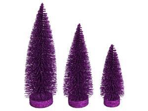 7"-9"-11" Plum Glitter Oval Tree 3/Set