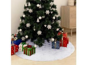 vidaXL Luxury Christmas Tree Skirt White Faux Fur Xmas Decoration Ornament