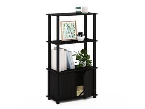 Furinno Go Green 4-Tier Multipurpose Display Shelf with Door, Espresso/Black