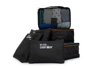 Miami CarryOn Collins 6-Piece Packing Cubes Luggage Organizer (Black+Tan)