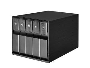 Aluminium Trayless Swap Mobile Rack Backplane,Internal Hard Drive Enclosure for 5x 3.5 In SAS/SATA HDD or SSD, fit in any 3x 5.25 Inch Drive Bay ,with Fan and Lock for SAS-12G/SATA 6G HDD Enclosure
