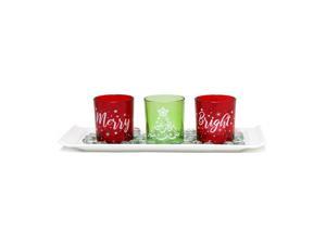 Elegant Designs Modern Home Decor 14"L x 5"W x 3.5"H Merry & Bright Christmas Candle Set of 3