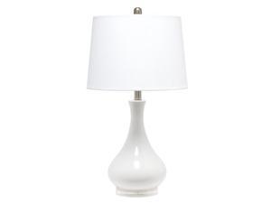 Elegant Designs Ceramic Tear Drop Shaped Table Lamp, White
