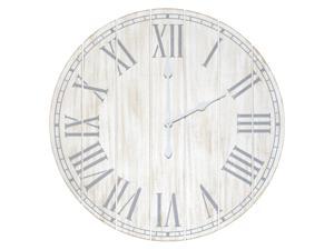 Elegant Designs Wood Plank 23" Large Coastal Rustic Wall Clock, White Wash