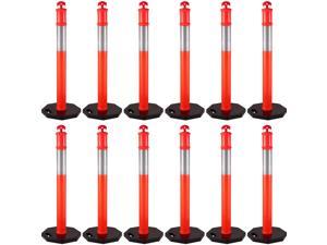 Traffic Safety Post 44" Delineator Cones/Posts Pack of 12 Posts, with 11lb Base