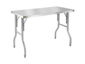 Vevor Commercial Stainless Steel Folding Work Prep Tables Open Kitchen 48"x24"