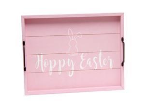 Elegant Designs Decorative Wood Serving Tray with Handles, 15.50" x 12", "Hoppy Easter"
