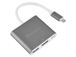 SilverStone Technology Usb Type-C Multi-purpose Hub with USB Type-A, USB Type-C, and HDMI, Charcoal Gray (EP08C)
