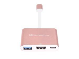 SilverStone Technology Usb Type-C Multi-purpose Hub with USB Type-A, USB Type-C, and HDMI, Pink (EP08P)