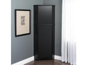 Ergode Elite Tall 2-Door Corner Storage Cabinet, Black