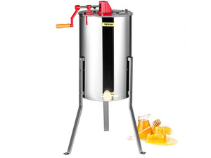 Manual Honey Extractor, 2/4 Frames Honey Spinner Extractor, Stainless Steel Beekeeping Extraction, Honeycomb Drum Spinner with Lid, Apiary Centrifuge Equipment with Height Adjustable Stand