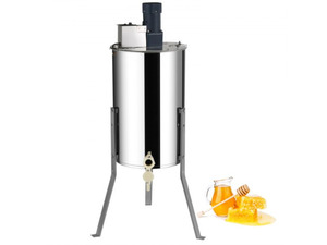 VEVOR Electric Honey Extractor, 2/4 Frames Honey Spinner Extractor, Stainless Steel Beekeeping Extraction, Honeycomb Drum Spinner with Lid, Apiary Centrifuge Equipment with Height Adjustable Stand