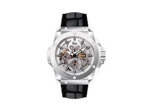 Reign Commodus Automatic Skeleton Leather-Band Watch - Silver