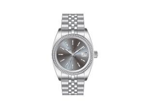 Empress Constance Automatic Bracelet Watch W/Date - Silver/Pewter