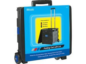 BAZIC 16"X18"X15" Blue Folding Cart on Wheels w/Lid Cover BAZIC 16"X18"X15" Blue Folding Cart on Wheels w/Lid Cover