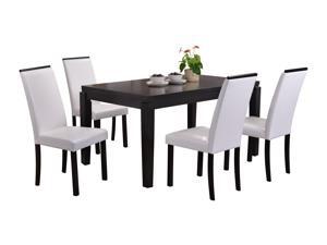 Pilaster Designs - Black Finish Wood Dining Dinette - Kitchen Table & 4 White Parson Chairs Pilaster Designs - Black Finish Wood Dining Dinette - Kitchen Table & 4 White Parson Chairs