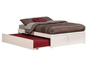 Atlantic Furniture Urban Concord Full Size Bed with Flat Panel Foot Board and Trundle Bed, White Finish