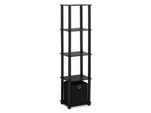 FURINNO 15120BKBK TNT No Tools 5-Tier Display Decorative Shelf with One Bin, ... FURINNO 15120BKBK TNT No Tools 5-Tier Display Decorative Shelf with One Bin, ...