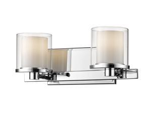 Schema 2 Light Vanity in Chrome with Clear Outside; Matte Opal Inside Shade Schema 2 Light Vanity in Chrome with Clear Outside; Matte Opal Inside Shade