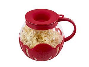 Ecolution Micro-Pop Microwave Popcorn Popper 1.5QT - Temperature Safe Glass w/Multi Purpose Lid, Snack Size, Red