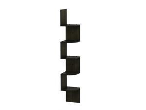 Furinno 5 Tier Wall Mount Floating Radial Corner Shelf, Espresso Furinno 5 Tier Wall Mount Floating Radial Corner Shelf, Espresso