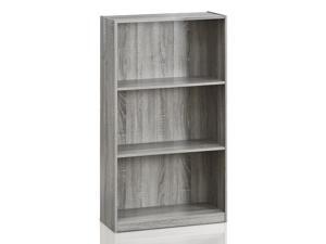 Furinno 99736GYW Basic 3-Tier Bookcase Storage Shelves, French Oak Grey Furinno 99736GYW Basic 3-Tier Bookcase Storage Shelves, French Oak Grey